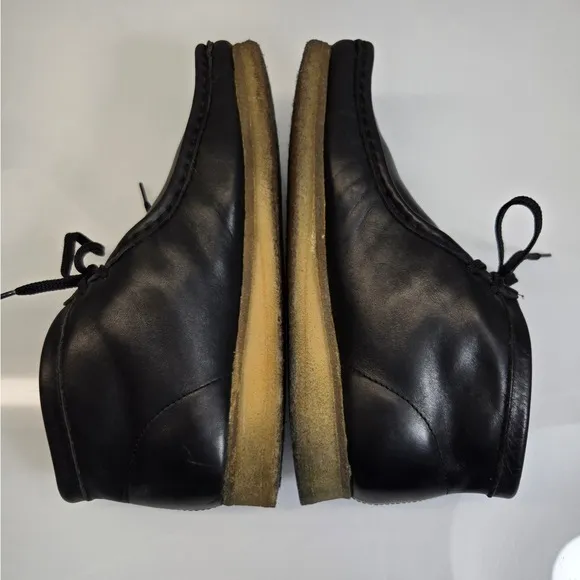 Clarks Originals Wallabee Chukka Boots Men Size 8.5 Black Leather Crepe Gum Sole