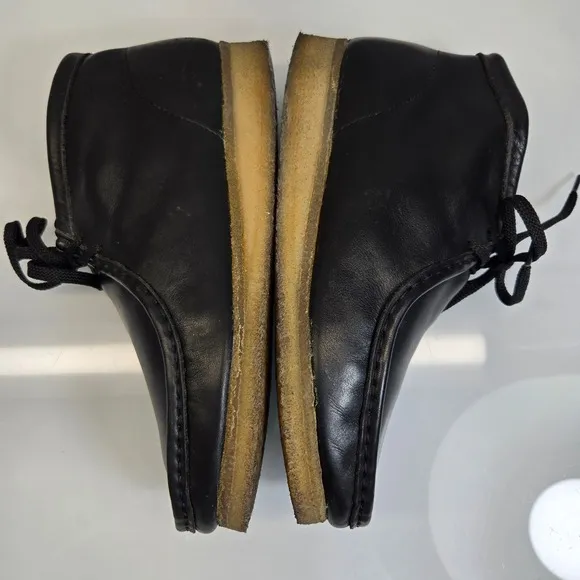 Clarks Originals Wallabee Chukka Boots Men Size 8.5 Black Leather Crepe Gum Sole