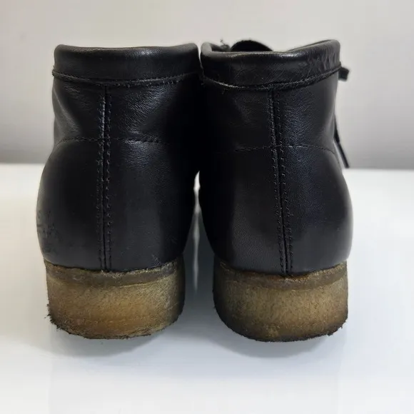 Clarks Originals Wallabee Chukka Boots Men Size 8.5 Black Leather Crepe Gum Sole