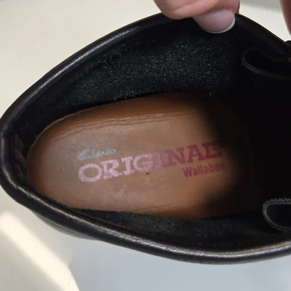 Clarks Originals Wallabee Chukka Boots Men Size 8.5 Black Leather Crepe Gum Sole