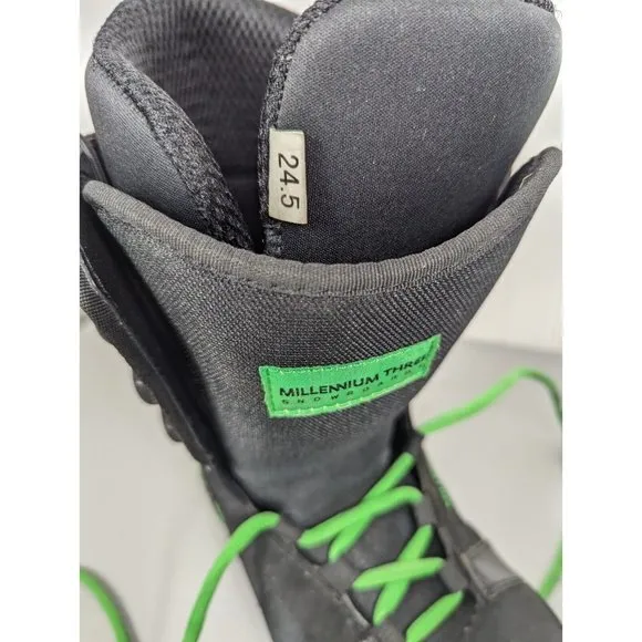 Classic Fit Snowboard Snow Boots Black &amp; Green Millennium Three M3 Size‎ US JR 6