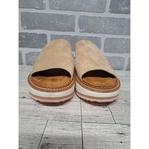 Clergerie Women's Sand Suede Fastie Wedge Slide Sandal Shoes Size 38