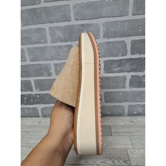Clergerie Women's Sand Suede Fastie Wedge Slide Sandal Shoes Size 38