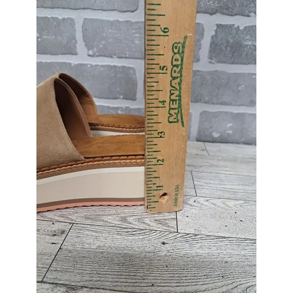 Clergerie Women's Sand Suede Fastie Wedge Slide Sandal Shoes Size 38