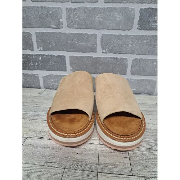 Clergerie Women's Sand Suede Fastie Wedge Slide Sandal Shoes Size 38