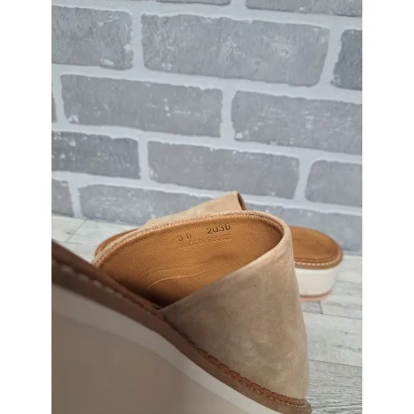 Clergerie Women's Sand Suede Fastie Wedge Slide Sandal Shoes Size 38