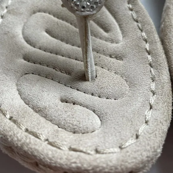 Cliffs By White Mountain Thong Sandals White Embellished with tiny Rhine…