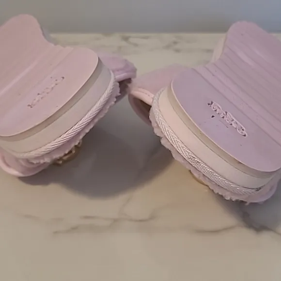 Coach Hollie Pale Pink Shearling Fuzzy Flip Flop Slip-on Sandals Women's 8.5