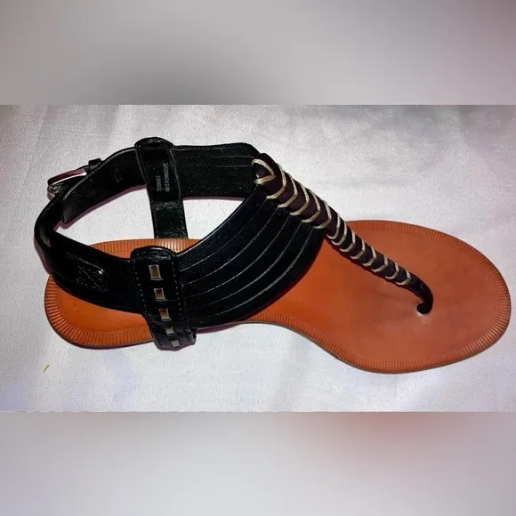 COACH India Black Leather Wedge Gladiator Sandal size W7