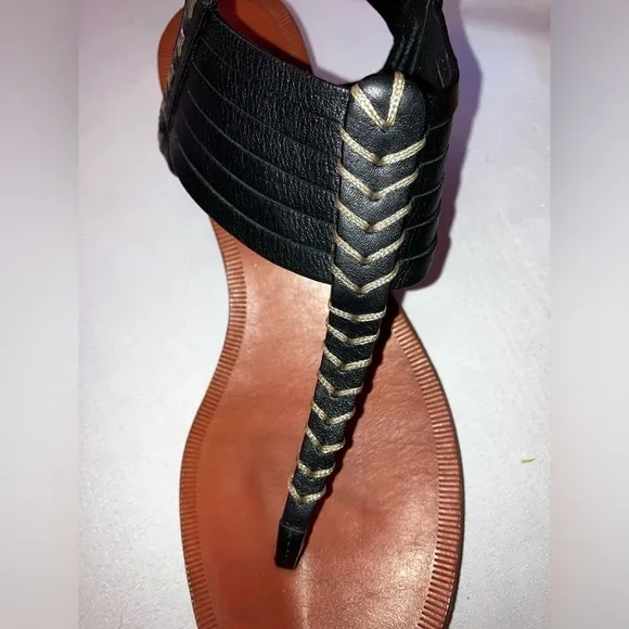 COACH India Black Leather Wedge Gladiator Sandal size W7