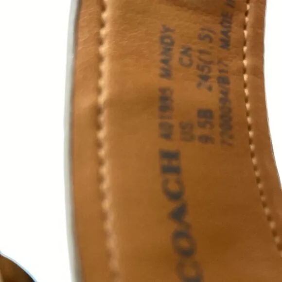 Coach Mandy Semi Matte Calf Stone Leather Studded Sandals Women’s 9.5 B EUC
