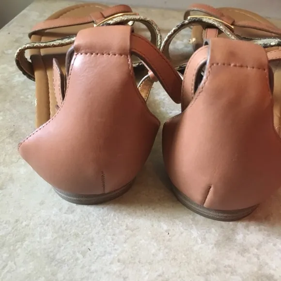 Coach New York Snake Print Cognac Leather Sandals