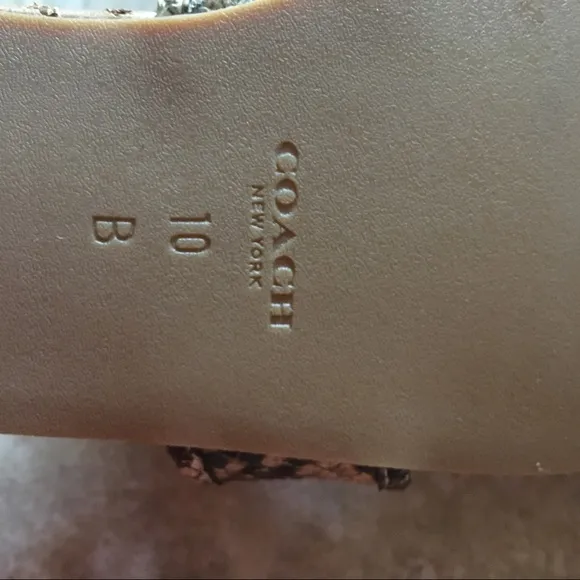 Coach New York Snake Print Cognac Leather Sandals