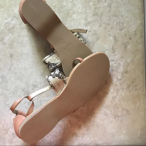 Coach New York Snake Print Cognac Leather Sandals