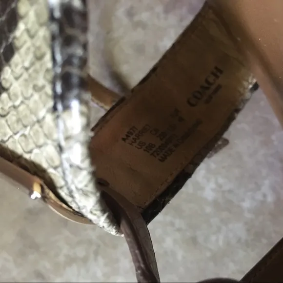 Coach New York Snake Print Cognac Leather Sandals