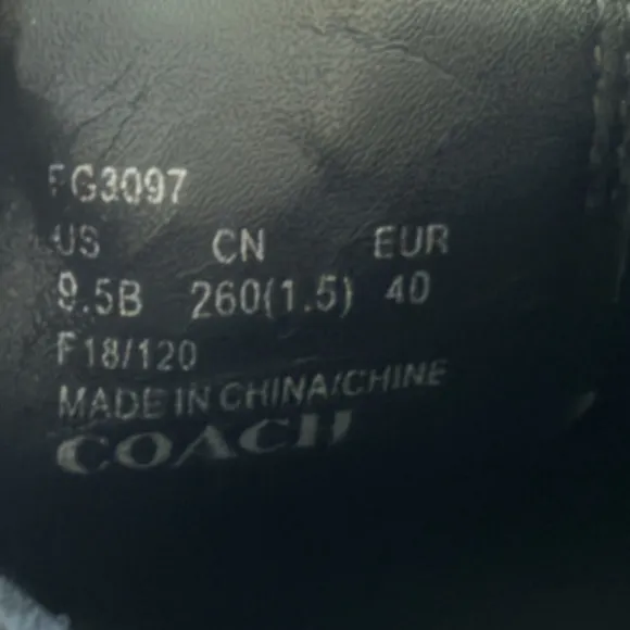 Coach Side Gore Leather Ankle Boots Chelsea Black Size:9.5 Chunky Block Heel