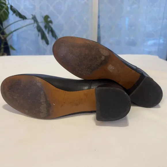 Coach Side Gore Leather Ankle Boots Chelsea Black Size:9.5 Chunky Block Heel