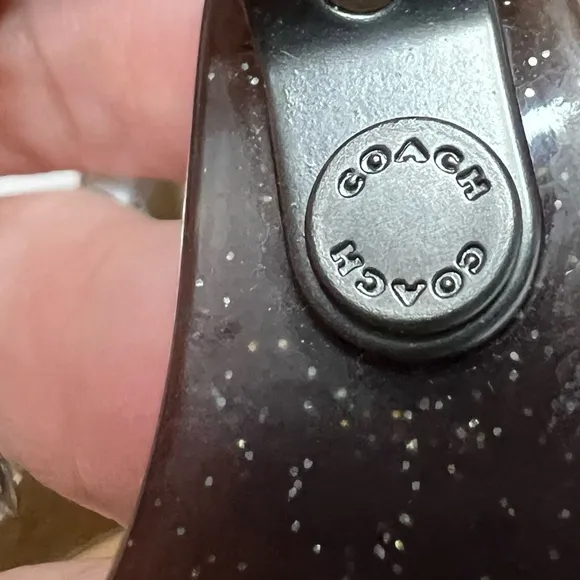 Coach Tea Rose Black Glitter Jelly Sandal Size 8 G2071