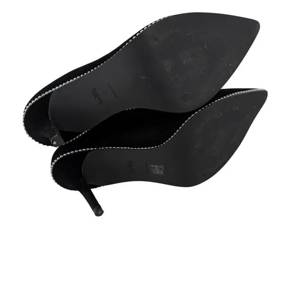 COACH Whitney Bootie Pointed Toe Ankle Boots Black Suede Size 10 B Studded Trim