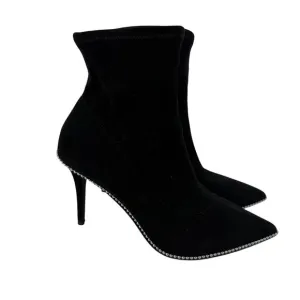 COACH Whitney Bootie Pointed Toe Ankle Boots Black Suede Size 10 B Studded Trim