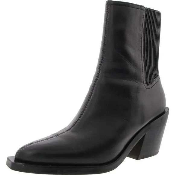 Coach Womens Prestyn Black Leather Pointed Toe Ankle Boots Shoes Used