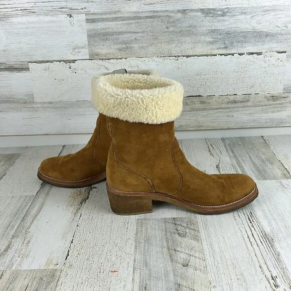 Coach womens size 9 1/2 Patsy chestnut Suede fleece heel ankle Boots