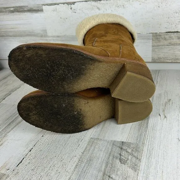 Coach womens size 9 1/2 Patsy chestnut Suede fleece heel ankle Boots
