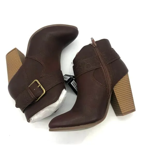 Code West Womens CW167 Swerve Pointed Toe Western Ankle Boots Brown Size 6 M