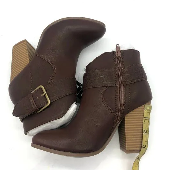 Code West Womens CW167 Swerve Pointed Toe Western Ankle Boots Brown Size 6 M