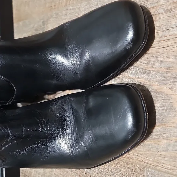 Cole Haan Black Heeled Boots with Chunky Heel and Almond Toe