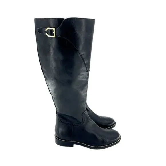 COLE HAAN Boots Harrington Black Leather Tall Knee High Riding SZ 7 NEW