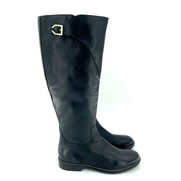 Cole Haan Harrington Black Leather Tall Knee High Riding Boots 7.5 New