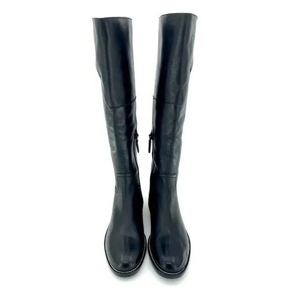 Cole Haan Harrington Black Leather Tall Knee High Riding Boots 7.5 New