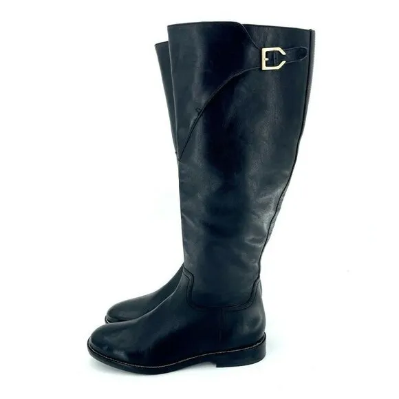 Cole Haan Harrington Black Leather Tall Knee High Riding Boots 7.5 New