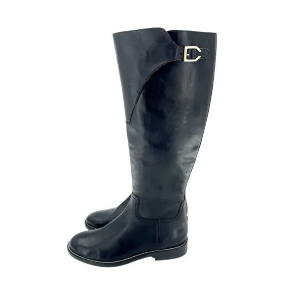 Cole Haan Harrington Black Leather Tall Knee High Riding Boots SZ 7.5 New