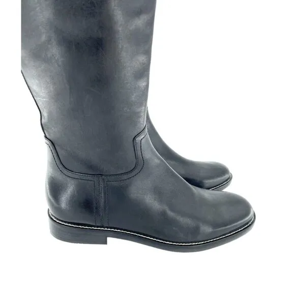 Cole Haan Harrington Black Leather Tall Knee High Riding Boots SZ 7.5 New