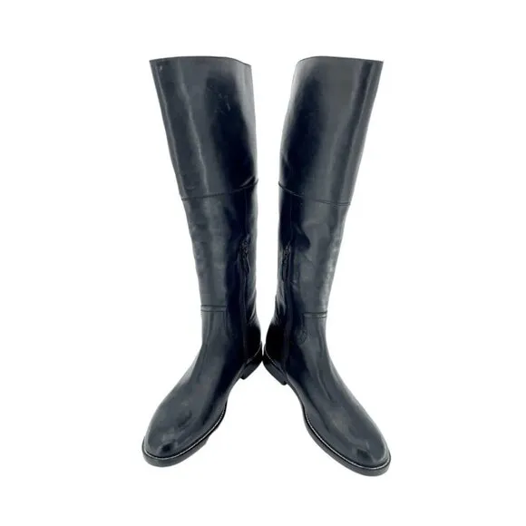 Cole Haan Harrington Black Leather Tall Knee High Riding Boots SZ 7.5 New