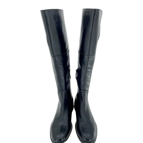 Cole Haan Harrington Black Leather Tall Knee High Riding Boots SZ 7.5 New
