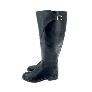 Cole Haan Harrington Black Leather Tall Knee High Riding Boots SZ 7.5 New