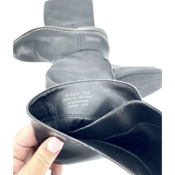 Cole Haan Harrington Black Leather Tall Knee High Riding Boots SZ 7.5 New