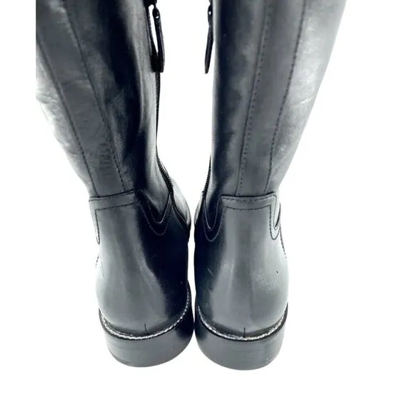 Cole Haan Harrington Black Leather Tall Knee High Riding Boots SZ 7.5 New