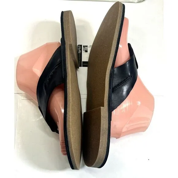 Cole Haan Mens Black Leather Ginsberg Thong Sandals Size 10 NWOB Preppy Nautical