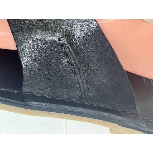 Cole Haan Mens Black Leather Ginsberg Thong Sandals Size 10 NWOB Preppy Nautical