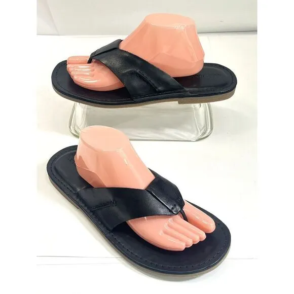 Cole Haan Mens Black Leather Ginsberg Thong Sandals Size 10 NWOB Preppy Nautical