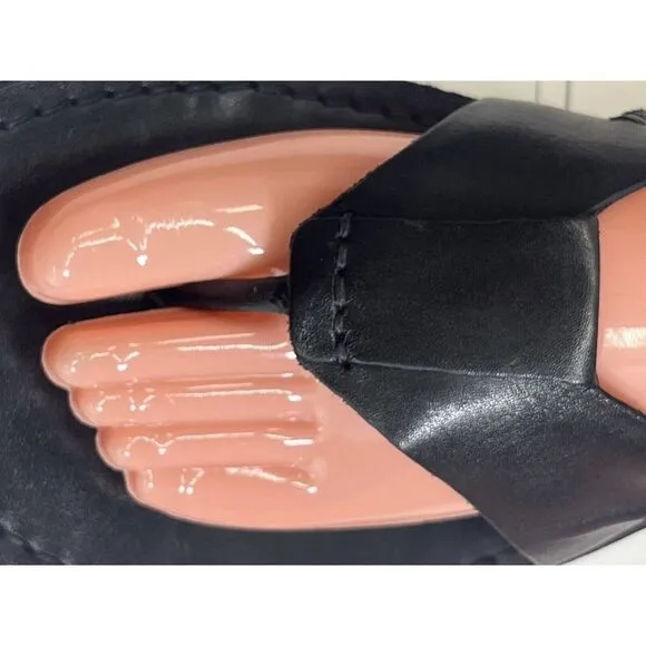 Cole Haan Mens Black Leather Ginsberg Thong Sandals Size 10 NWOB Preppy Nautical