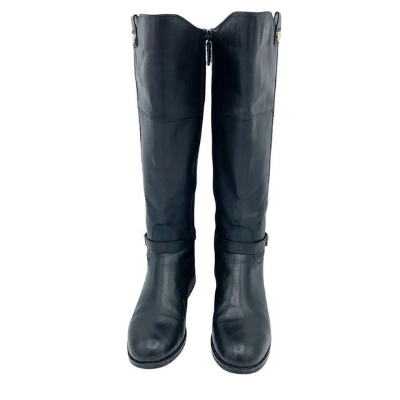 Cole Haan Galina Tall Black Riding Boots Chunky Low Heel Sz 8