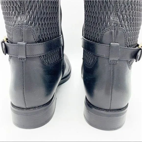 Cole Haan Galina Tall Black Riding Boots Chunky Low Heel Sz 8