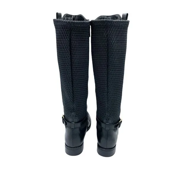 Cole Haan Galina Tall Black Riding Boots Chunky Low Heel Sz 8