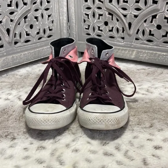 Converse All Star high tops sneakers teen girls size 7 pink purple sporty skater