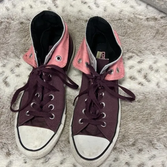 Converse All Star high tops sneakers teen girls size 7 pink purple sporty skater